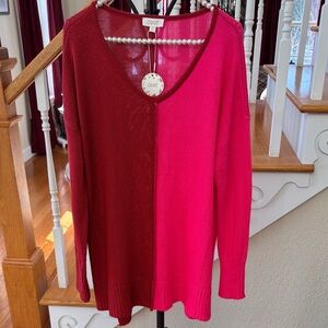 ODDY Women's Two-Tone Sweater - Red and Pink‎ ❤️💗Size Small/Medium